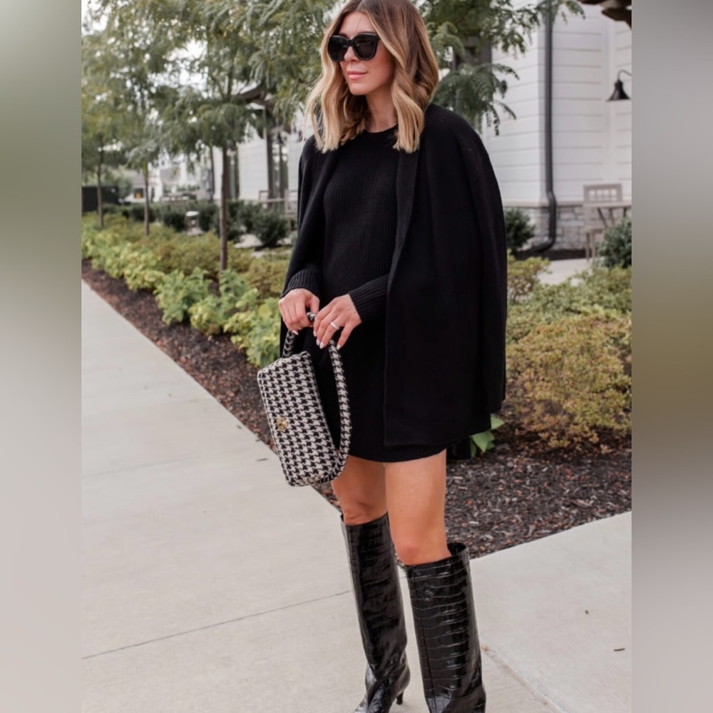 Splendid x Cella Jane Geneva Long Sleeve Sweater Dress Black Size S